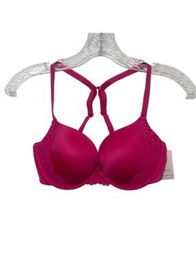 Auden Push Up Bra 32D Pink New Radiant Plunge Coverage Convertible Straps